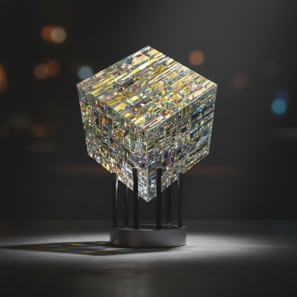 ChromaticCube Crystal Rainbow Refraction Art | Modern Desk Decor – Home Office, Centerpiece