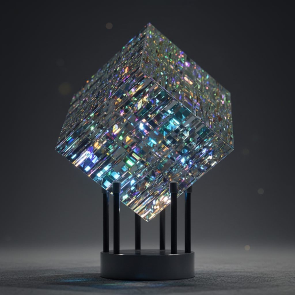 ChromaticCube Crystal Rainbow Refraction Art | Modern Desk Decor – Home Office, Centerpiece