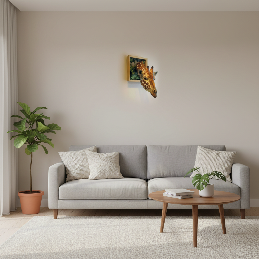 Giraffe Head Wall Decoration 3D Sculpture – Home Decor, Unique Gift