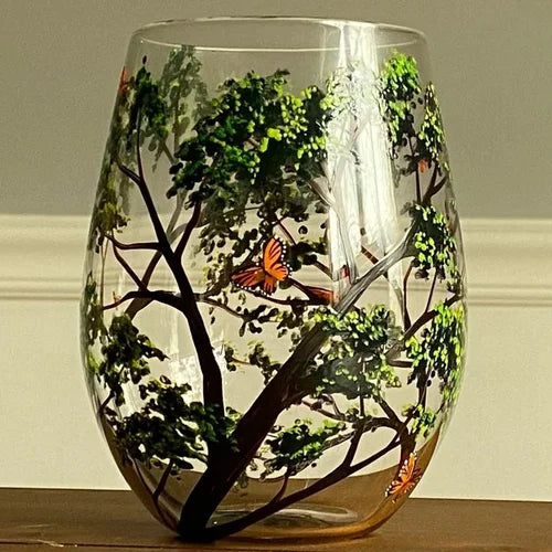 Hand Painted Four Seasons Tree Wine Glasses | Unique Art – Home, Gift
