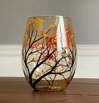 Hand Painted Four Seasons Tree Wine Glasses | Unique Art – Home, Gift