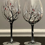 Hand Painted Four Seasons Tree Wine Glasses | Unique Art – Home, Gift