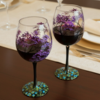 Hand Painted Four Seasons Tree Wine Glasses | Unique Art – Home, Gift