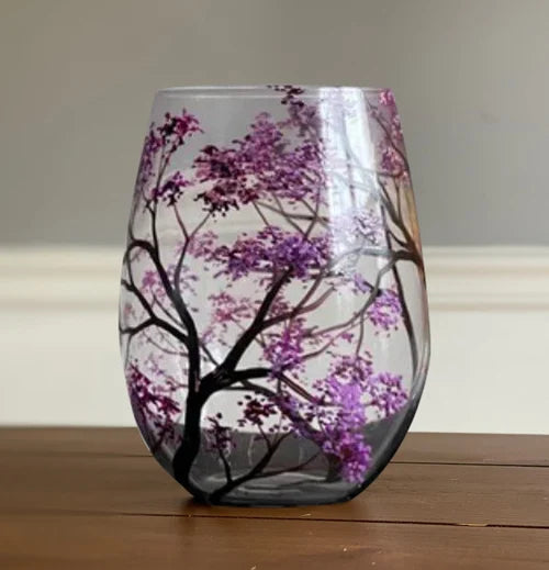 Hand Painted Four Seasons Tree Wine Glasses | Unique Art – Home, Gift