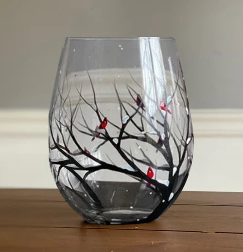 Hand Painted Four Seasons Tree Wine Glasses | Unique Art – Home, Gift