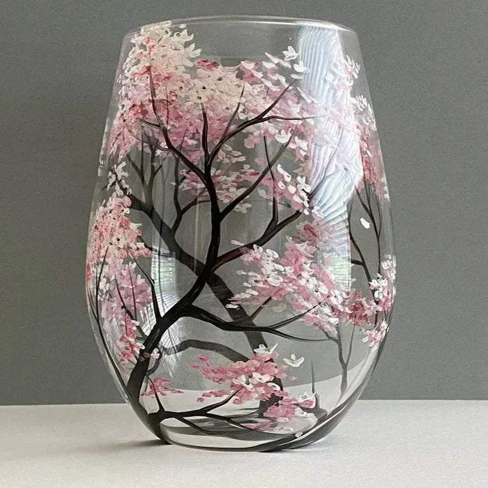 Hand Painted Four Seasons Tree Wine Glasses | Unique Art – Home, Gift
