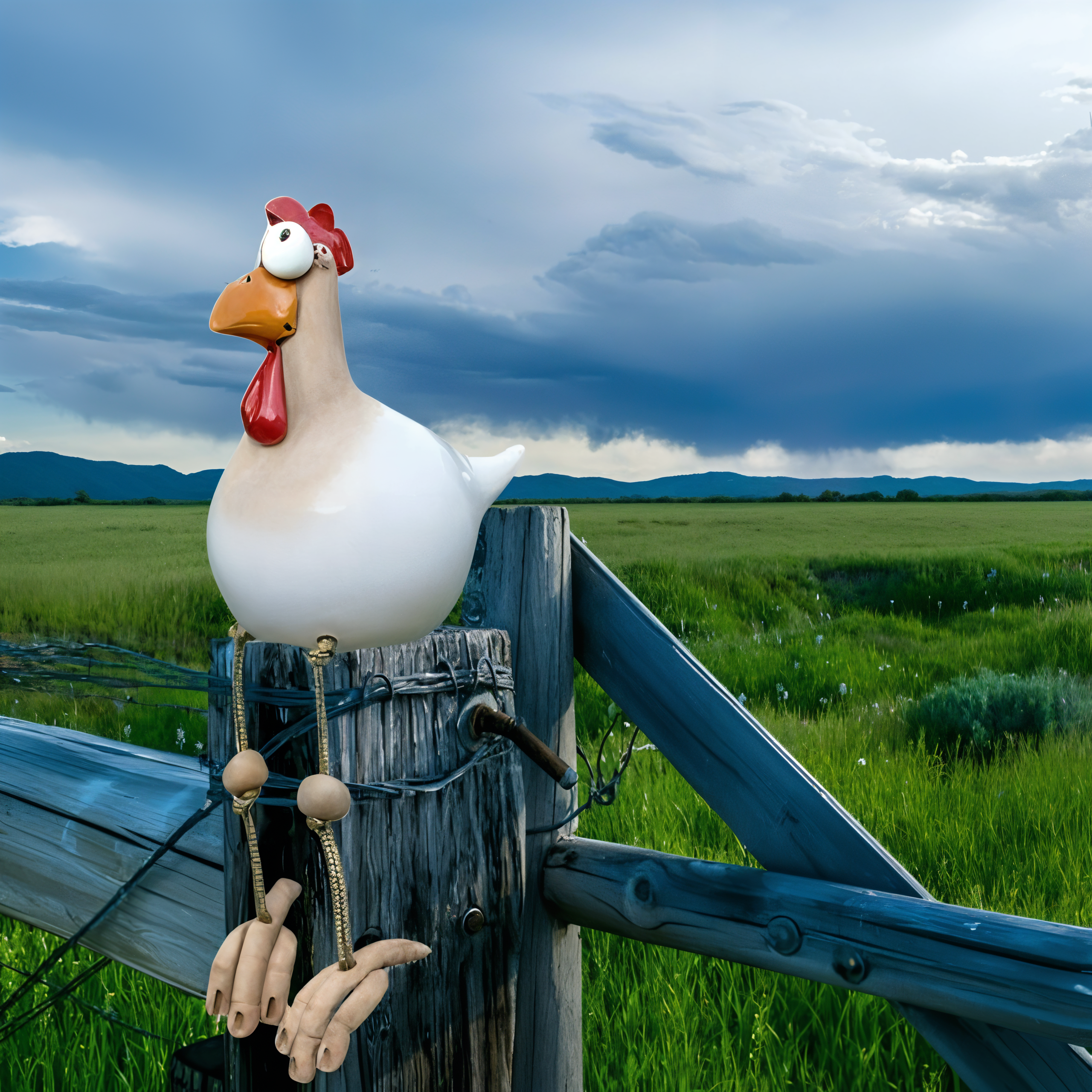 Large Eyes Chicken Statue - Weatherproof Resin Craft – Garden Decor, Outdoor Accent