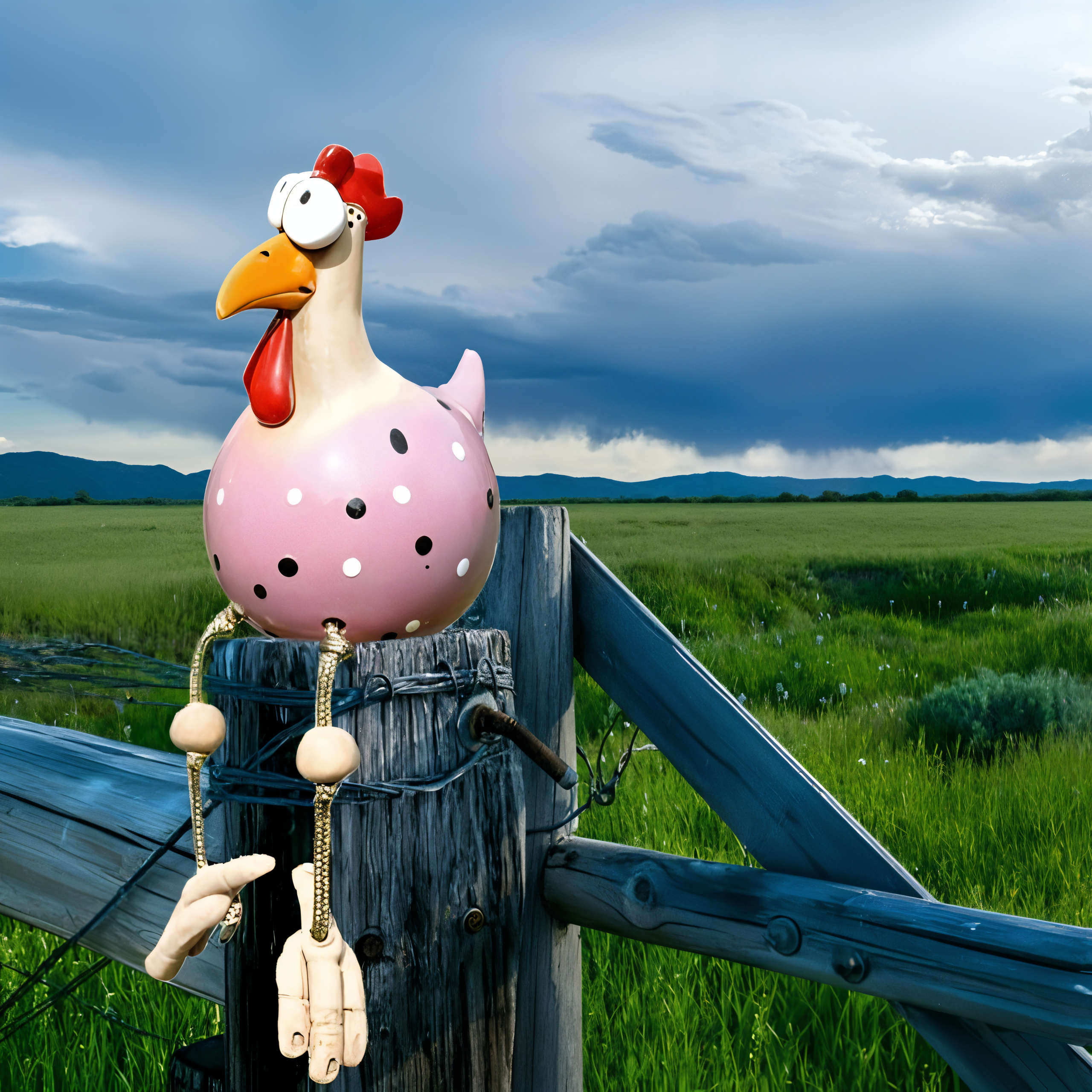 Large Eyes Chicken Statue - Weatherproof Resin Craft – Garden Decor, Outdoor Accent