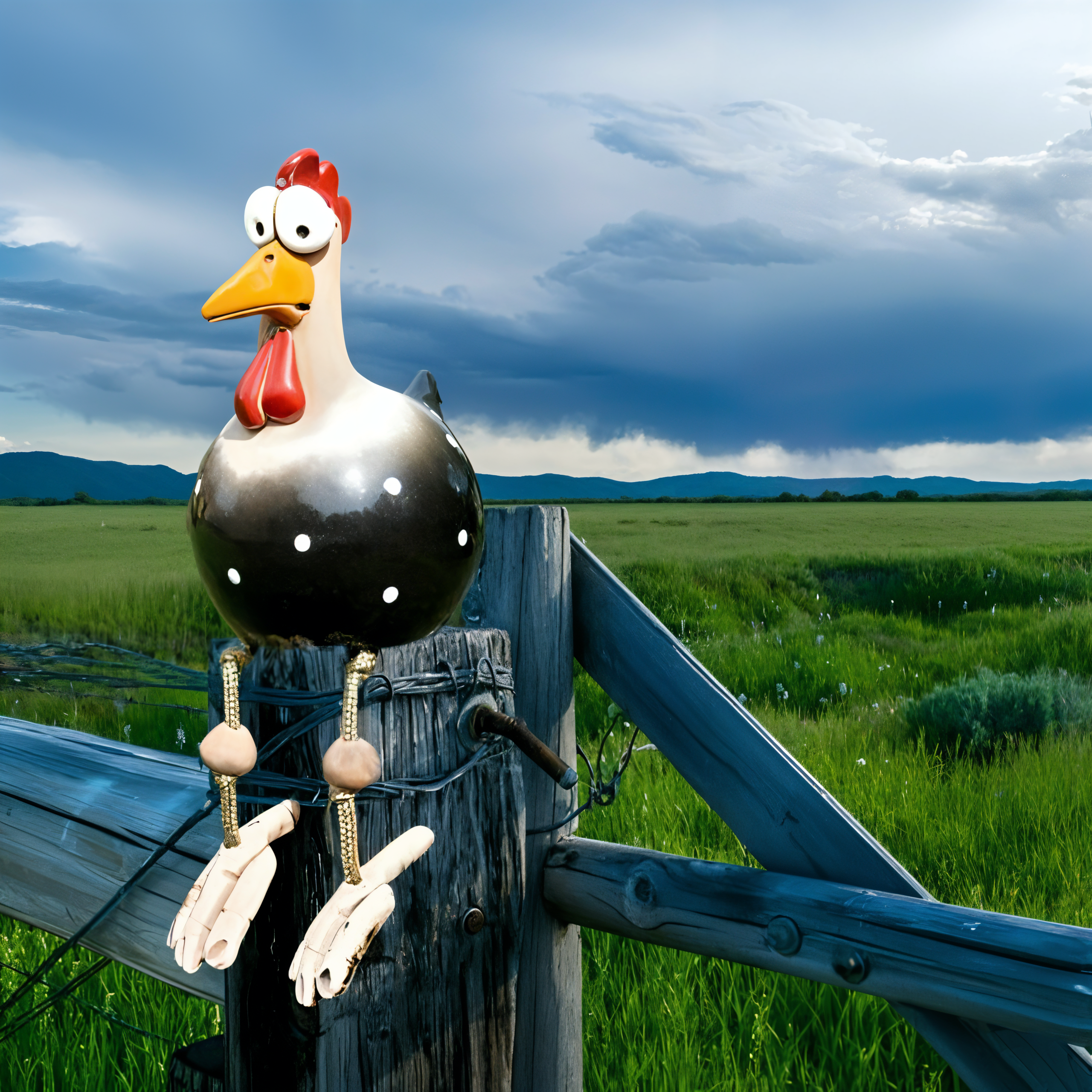 Large Eyes Chicken Statue - Weatherproof Resin Craft – Garden Decor, Outdoor Accent