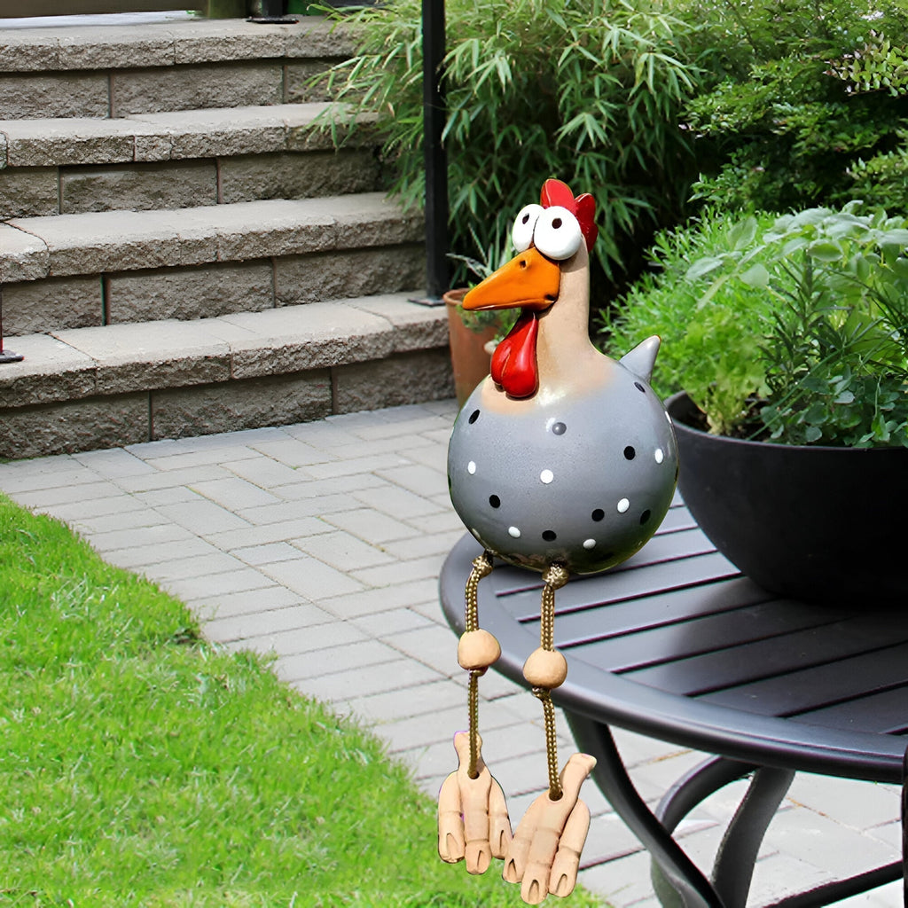 Large Eyes Chicken Statue - Weatherproof Resin Craft – Garden Decor, Outdoor Accent