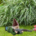 Military Garden Gnome with Camouflage Uniform – Outdoor Decor, Unique Gift