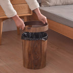 Retro Wood Grain Trash Can – Elegant Home Decor, Space-Saving Solution