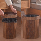 Retro Wood Grain Trash Can – Elegant Home Decor, Space-Saving Solution