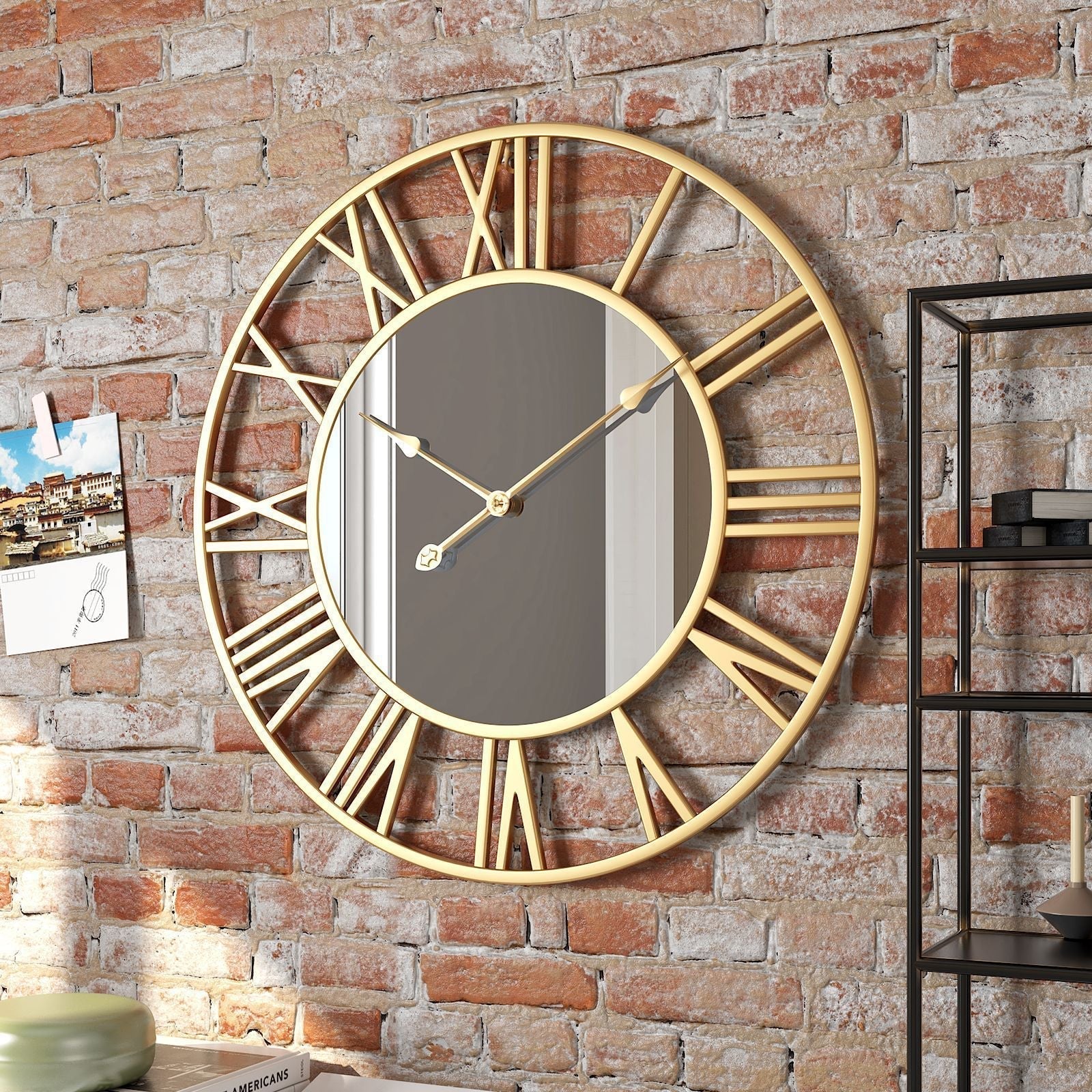Vintage Metal Wall Clock with Mirror 39cm – Home Decor, Gift