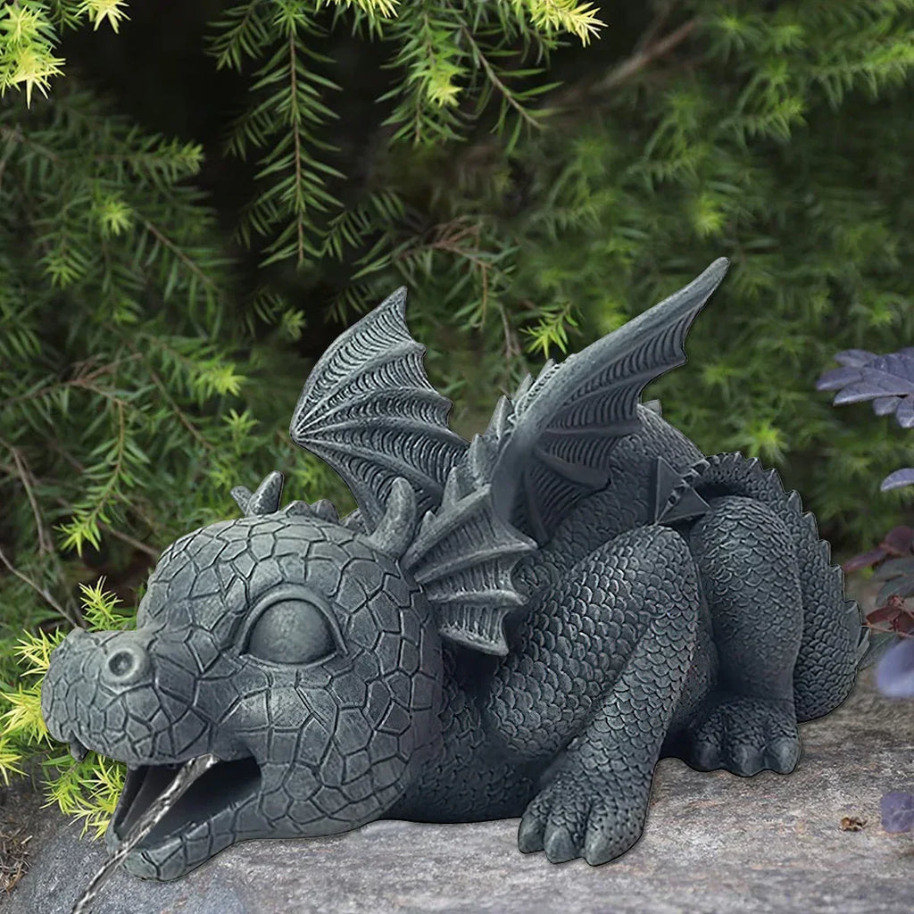 Water Spraying Dragon Statue – Realistic Resin Garden Decoration, Weatherproof