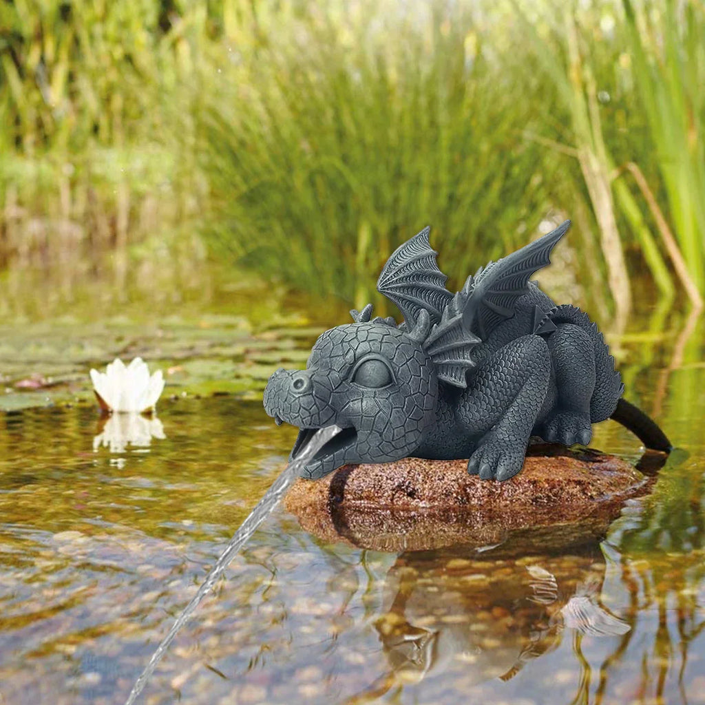 Water Spraying Dragon Statue – Realistic Resin Garden Decoration, Weatherproof