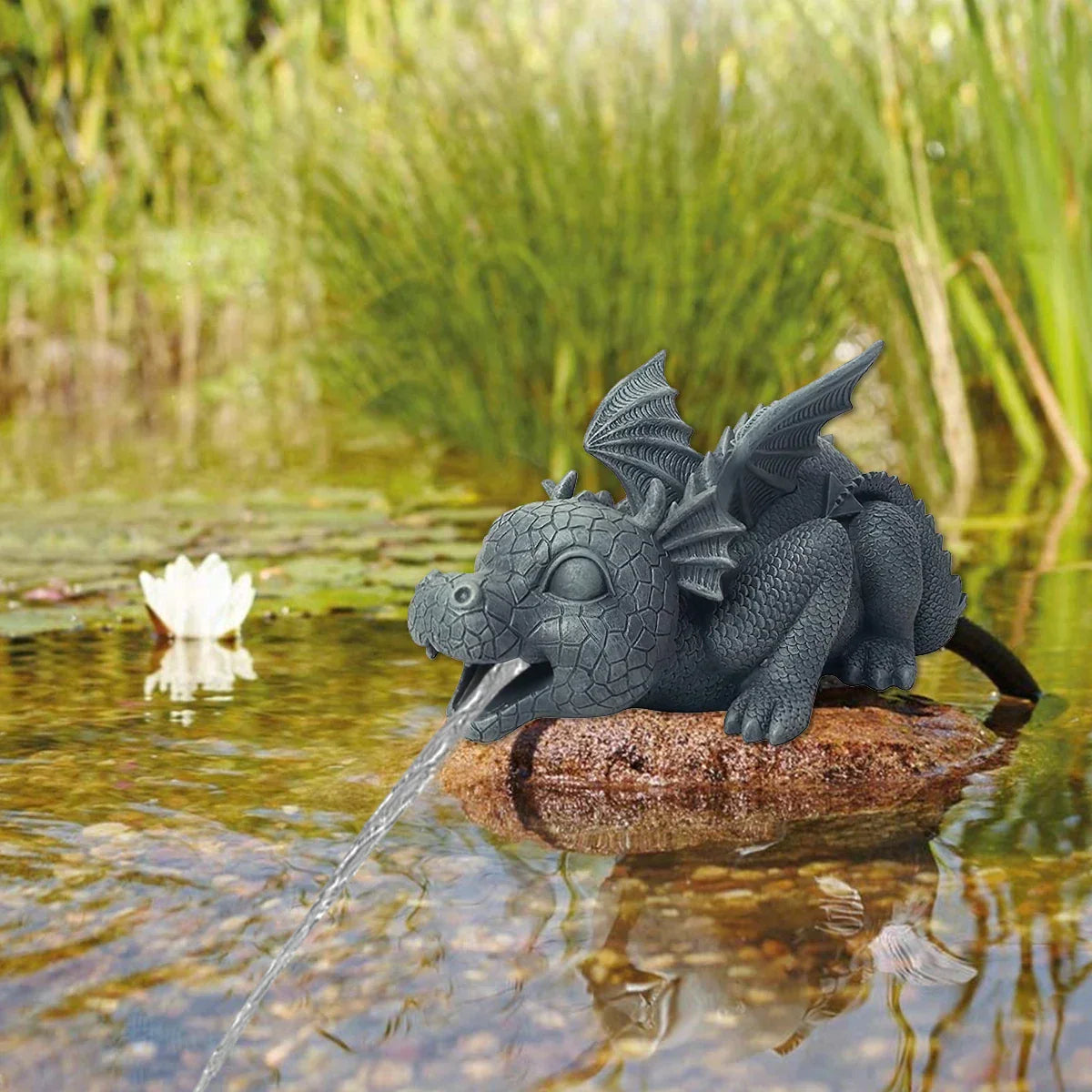 Water Spraying Dragon Statue – Realistic Resin Garden Decoration, Weatherproof