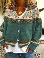 Women's Patterned Button-Front Cardigan – Casual Wear, Layering