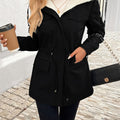 Women's Cozy Hooded Drawstring Jacket – Casual Wear, Outdoor Activities