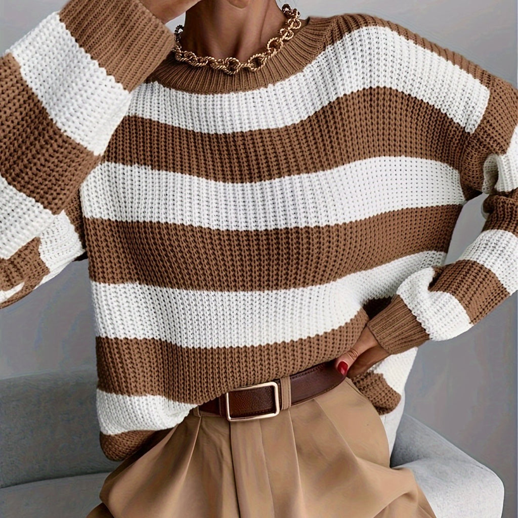 Women's Relaxed Striped Sweater – Casual Wear, Everyday Comfort