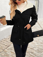 Women's Cozy Hooded Drawstring Jacket – Casual Wear, Outdoor Activities