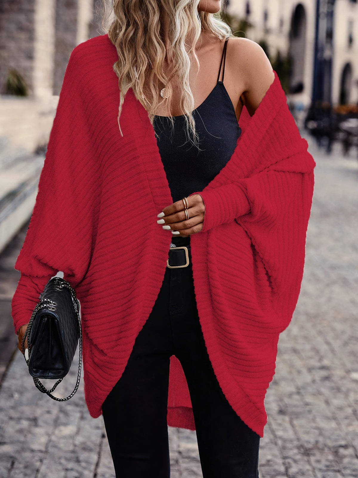 Women's Relaxed Open-Front Cardigan – Casual Wear, Layering