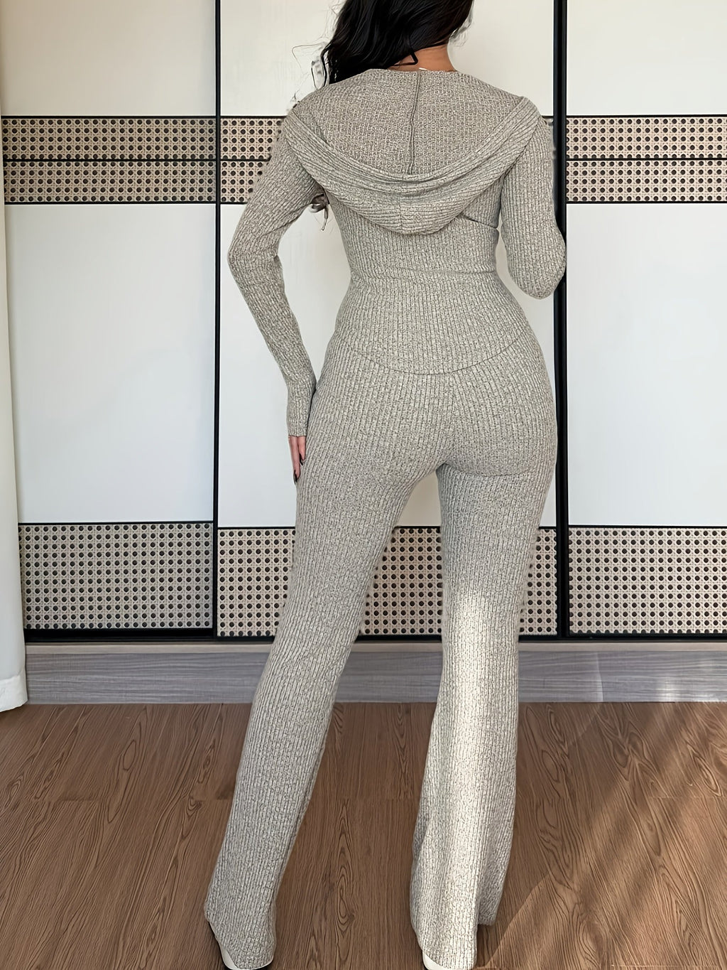 Women's Ribbed Lounge Two-Piece Set – Relaxing, Home Wear