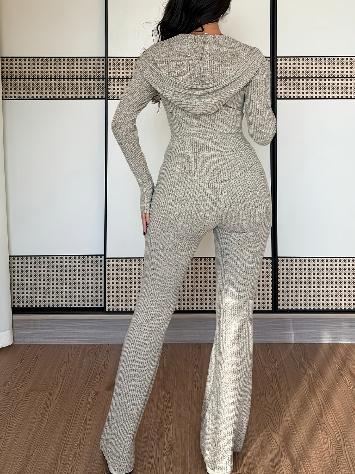 Women's Ribbed Lounge Two-Piece Set – Relaxing, Home Wear