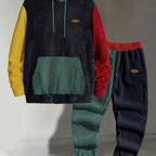 Men's Cozy Color-Block Two-Piece Set – Casual Wear, Comfortable Style