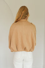 Women's Beige Suede Bomber Jacket – Casual Wear, Stylish Layering