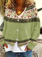 Women's Patterned Button-Front Cardigan – Casual Wear, Layering