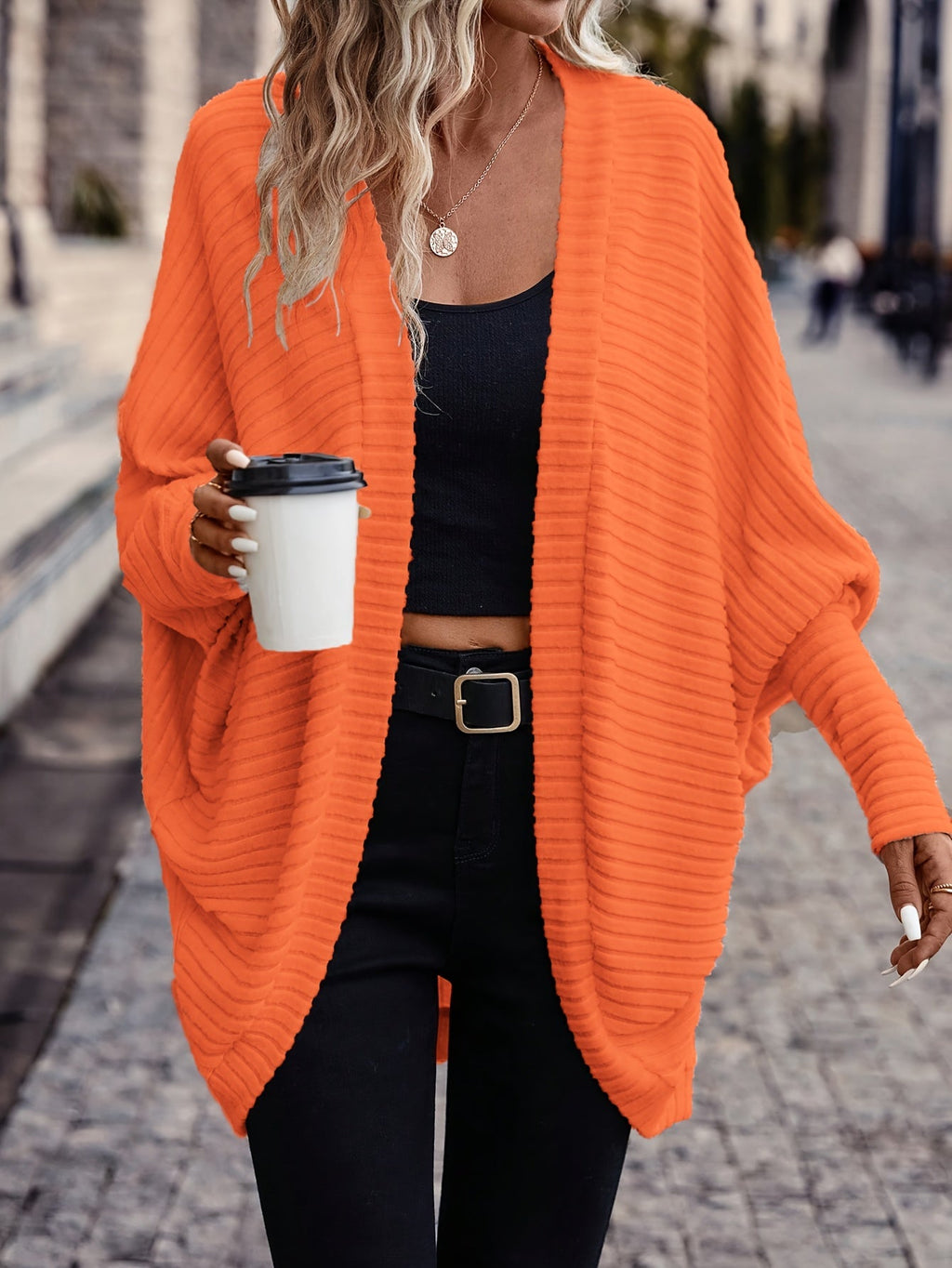 Women's Relaxed Open-Front Cardigan – Casual Wear, Layering