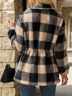 Women's Cozy Checked Hooded Jacket – Casual Wear, Outdoor Activities