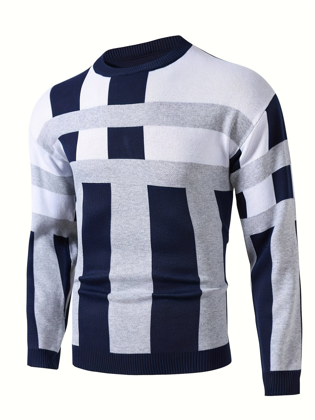 Men's Modern Colorblock Sweater – Casual Wear, Stylish Layering