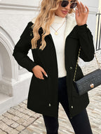 Women's Cozy Hooded Drawstring Jacket – Casual Wear, Outdoor Activities