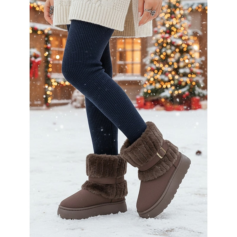 Women's Cozy Fur-Trimmed Snow Boots – Winter Wear, Outdoor Adventures