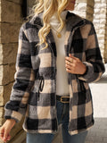 Women's Cozy Checked Hooded Jacket – Casual Wear, Outdoor Activities