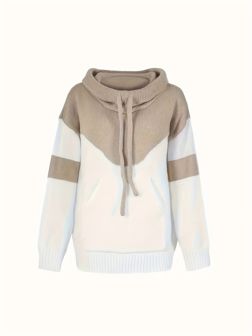 Women's Color-Block Hooded Pullover – Casual Wear, Everyday Comfort