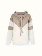 Women's Color-Block Hooded Pullover – Casual Wear, Everyday Comfort