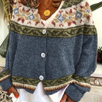 Women's Patterned Button-Front Cardigan – Casual Wear, Layering