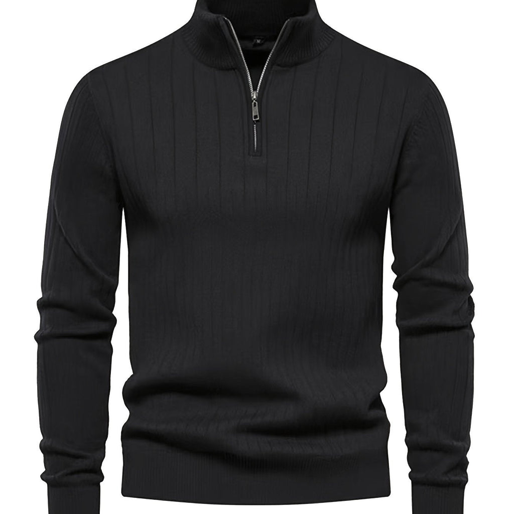 Men's Quarter-Zip Stand Collar Sweater – Casual Wear, Office Style