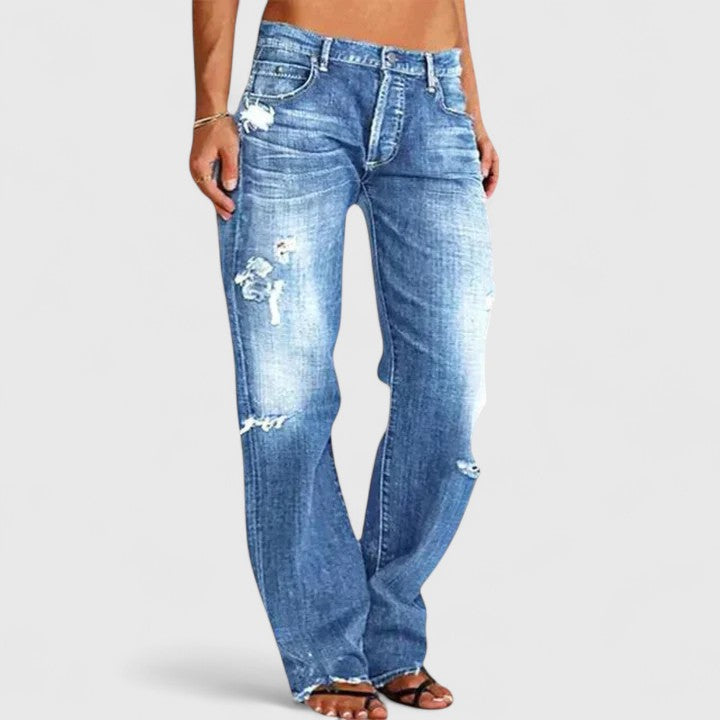 Women's Rugged Wide-Leg Jeans – Casual Wear, Everyday Style