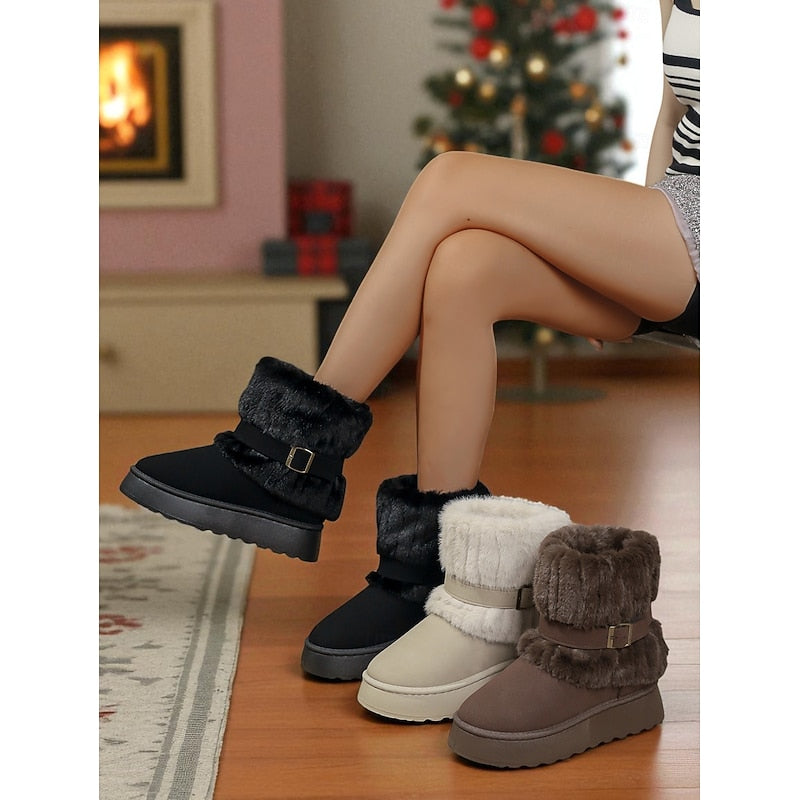 Women's Cozy Fur-Trimmed Snow Boots – Winter Wear, Outdoor Adventures