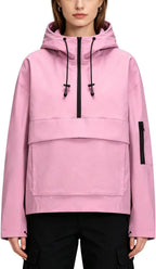 Lightweight Waterproof Rain Jacket for Women with Hood and Kangaroo Pocket – Hiking, Walking