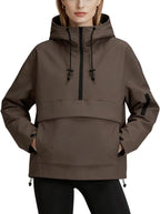 Lightweight Waterproof Rain Jacket for Women with Hood and Kangaroo Pocket – Hiking, Walking