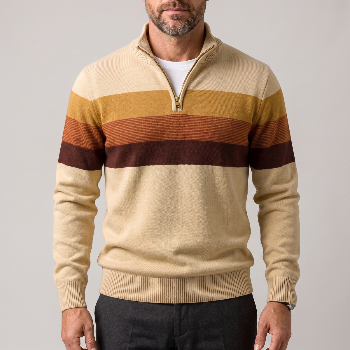 Men's Stripe Pullover – Casual Everyday Wear, Comfortable Style