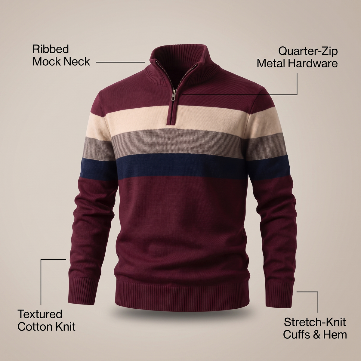 Men's Stripe Pullover – Casual Everyday Wear, Comfortable Style