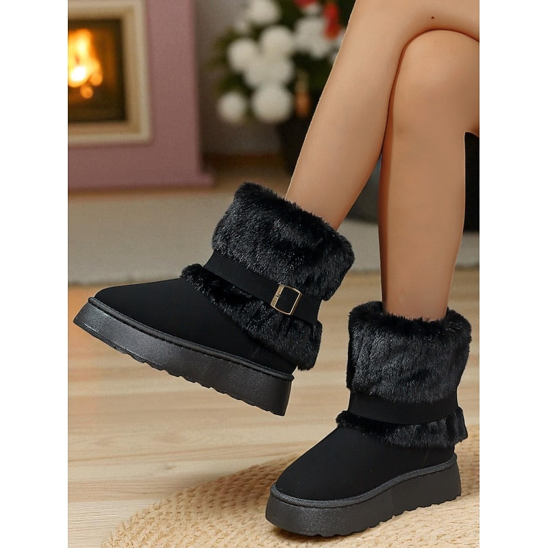 Women's Cozy Fur-Trimmed Snow Boots – Winter Wear, Outdoor Adventures