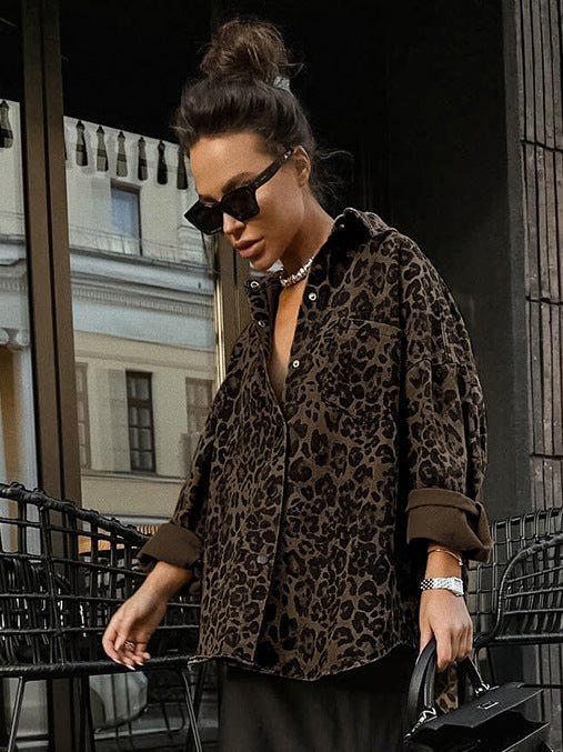 Women's Retro Leopard Print Casual Jacket – Autumn Fashion, Everyday Wear