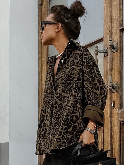 Women's Retro Leopard Print Casual Jacket – Autumn Fashion, Everyday Wear